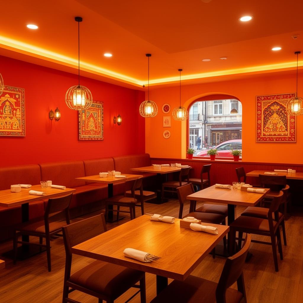 Warm restaurant interior