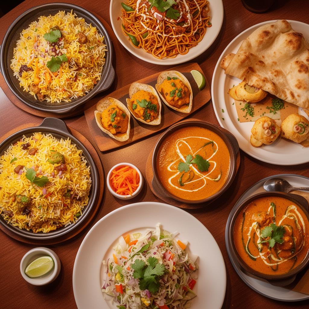 Colorful food spread at Spice Garden